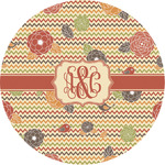 Chevron & Fall Flowers Multipurpose Round Labels - Custom Sized (Personalized)