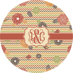 Chevron & Fall Flowers Multipurpose Round Labels - 3" (Personalized)