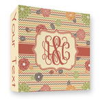 Chevron & Fall Flowers 3 Ring Binder - Full Wrap - 3" (Personalized)