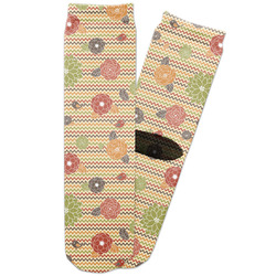 Chevron & Fall Flowers Adult Crew Socks