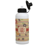 Chevron & Fall Flowers Water Bottles - Aluminum - 20 oz - White (Personalized)