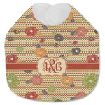 Chevron & Fall Flowers Jersey Knit Baby Bib w/ Couple's Names