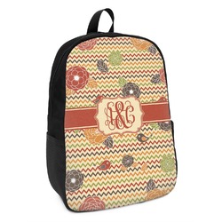 Chevron & Fall Flowers Kids Backpack (Personalized)