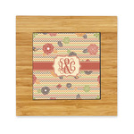 Chevron & Fall Flowers Bamboo Trivet with Ceramic Tile Insert (Personalized)