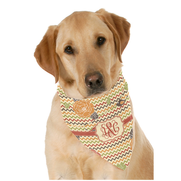 Custom Chevron & Fall Flowers Dog Bandana Scarf w/ Couple's Names