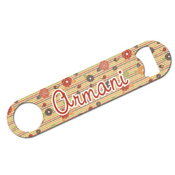 Chevron & Fall Flowers Bar Bottle Opener w/ Couple's Names