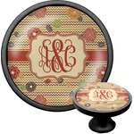 Chevron & Fall Flowers Cabinet Knob (Black) (Personalized)