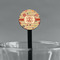 Chevron & Fall Flowers Black Plastic 7" Stir Stick - Round - Main