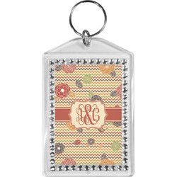 Chevron & Fall Flowers Bling Keychain (Personalized)