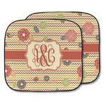 Chevron & Fall Flowers Car Sun Shade - Two Piece (Personalized)