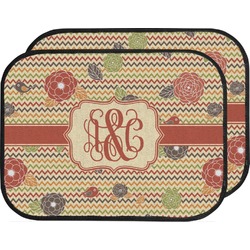 Chevron & Fall Flowers Car Floor Mats (Back Seat) (Personalized)