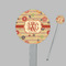 Chevron & Fall Flowers Clear Plastic 7" Stir Stick - Round - Closeup