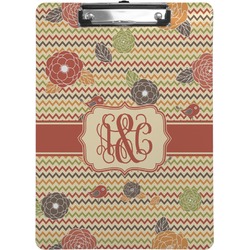 Chevron & Fall Flowers Clipboard (Letter Size) (Personalized)