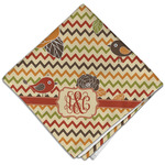 Chevron & Fall Flowers Cloth Dinner Napkin - Single w/ Couple's Names