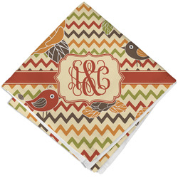 Chevron & Fall Flowers Cloth Napkin w/ Couple's Names