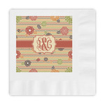 Chevron & Fall Flowers Embossed Decorative Napkins (Personalized)