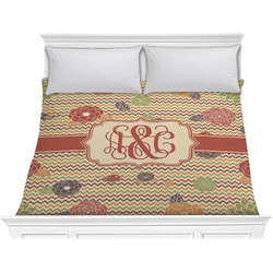 Chevron & Fall Flowers Comforter - King (Personalized)