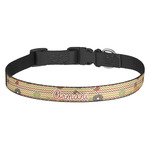 Chevron & Fall Flowers Dog Collar - Medium (Personalized)