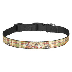 Chevron & Fall Flowers Dog Collar (Personalized)