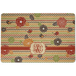 Chevron & Fall Flowers Dog Food Mat w/ Couple's Names