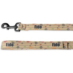 Chevron & Fall Flowers Dog Leash - 6 ft (Personalized)