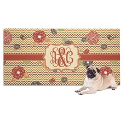 Chevron & Fall Flowers Dog Towel (Personalized)