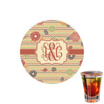 Chevron & Fall Flowers Printed Drink Topper - 1.5" (Personalized)