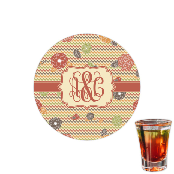 Custom Chevron & Fall Flowers Printed Drink Topper - 1.5" (Personalized)