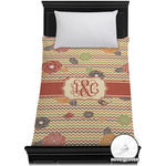 Chevron & Fall Flowers Duvet Cover - Twin XL (Personalized)