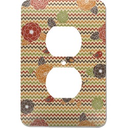 Chevron & Fall Flowers Electric Outlet Plate