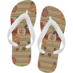 Chevron & Fall Flowers Flip Flops - Small (Personalized)