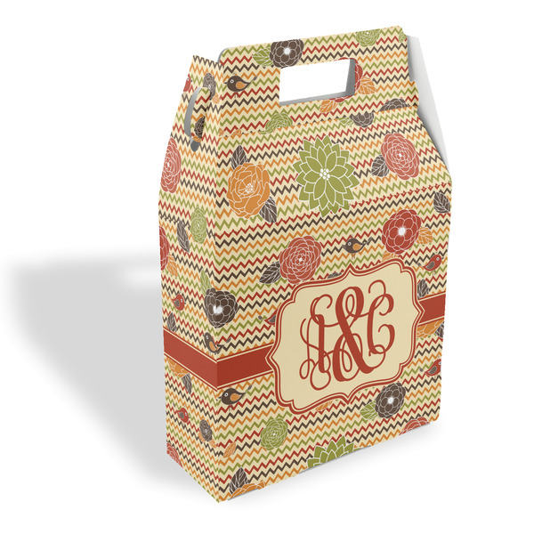 Custom Chevron & Fall Flowers Gable Favor Box (Personalized)