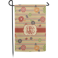 Chevron & Fall Flowers Garden Flag (Personalized)