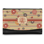 Chevron & Fall Flowers Genuine Leather Women's Wallet - Small (Personalized)