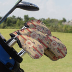 Chevron & Fall Flowers Golf Club Iron Cover - Set of 9 (Personalized)