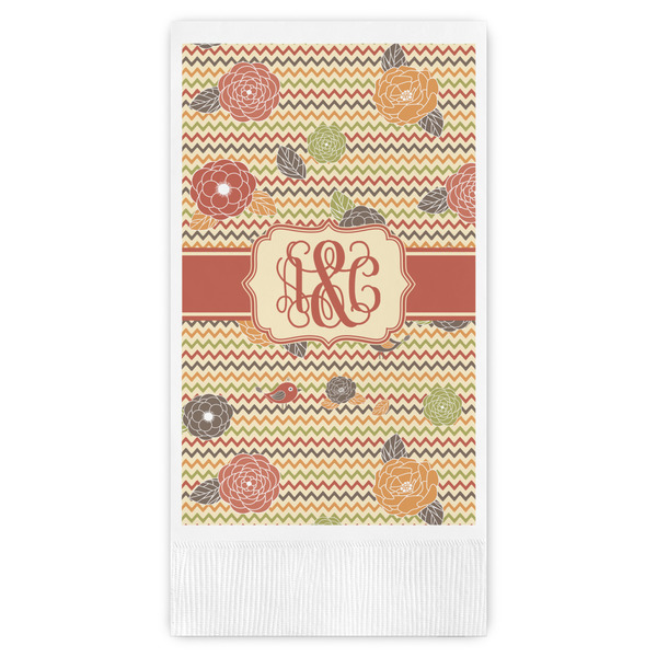 Custom Chevron & Fall Flowers Guest Paper Towels - Full Color (Personalized)