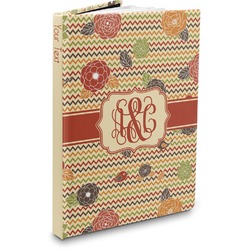 Chevron & Fall Flowers Hardbound Journal - 7.25" x 10" (Personalized)