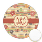 Chevron & Fall Flowers Printed Cookie Topper - 2.5" (Personalized)