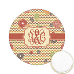 Chevron & Fall Flowers Printed Cookie Topper - 2.15" (Personalized)