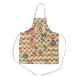 Chevron & Fall Flowers Kid's Apron - Medium (Personalized)