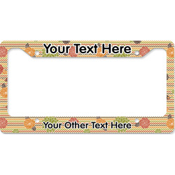 Chevron & Fall Flowers License Plate Frame - Style B (Personalized)