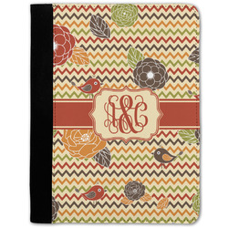 Chevron & Fall Flowers Notebook Padfolio w/ Couple's Names