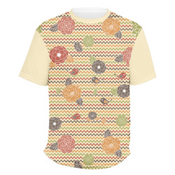 Chevron & Fall Flowers Men's Crew T-Shirt - Large