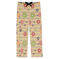 Chevron & Fall Flowers Mens Pajama Pants - XS