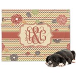 Chevron & Fall Flowers Dog Blanket - Large (Personalized)