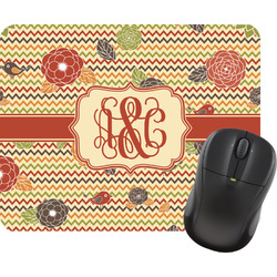 Chevron & Fall Flowers Rectangular Mouse Pad (Personalized)