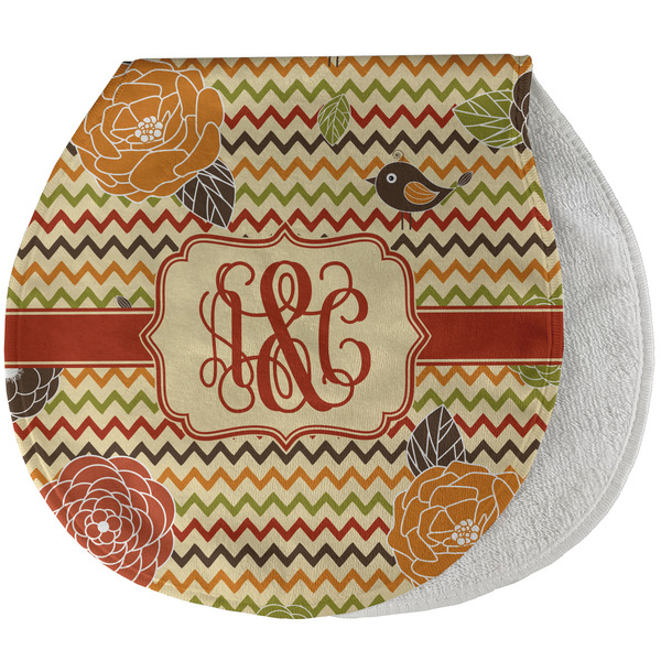 Custom Chevron & Fall Flowers Burp Pad - Velour w/ Couple's Names