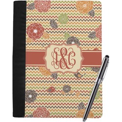 Chevron & Fall Flowers Notebook Padfolio - Large w/ Couple's Names