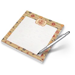 Chevron & Fall Flowers Notepad (Personalized)