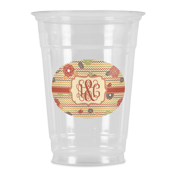 Custom Chevron & Fall Flowers Party Cups - 16oz (Personalized)